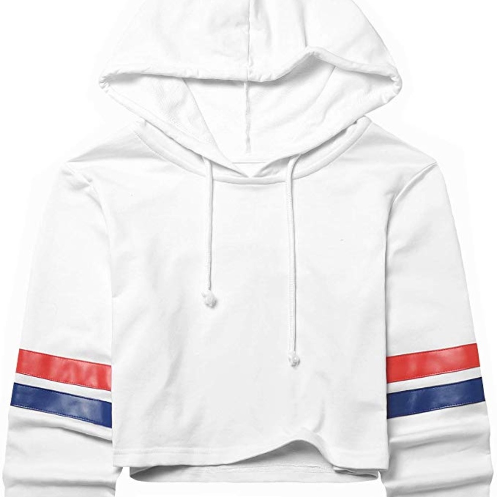 White Crop Top Hoodie